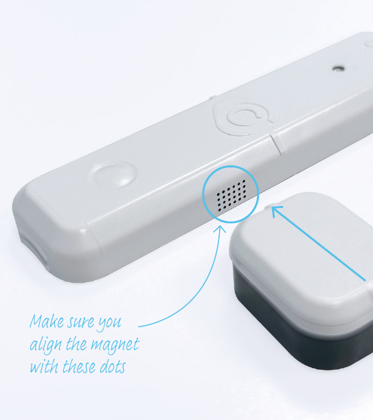 Align the magnet with the dots on the side of the sensor